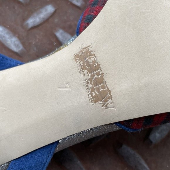 J. Crew Wonen Heel Pump Sandal Shoes Red Plaid Fabric Upper Shoes Size 7 - Picture 10 of 11